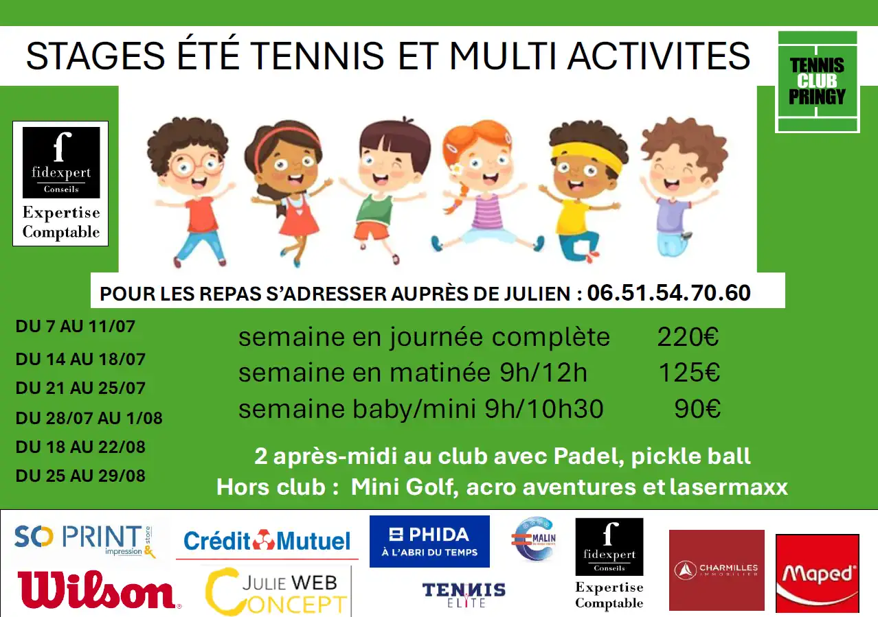 Stage été tennis Pringy 2025 stage été 2025 tennis Pringy Annecy - affiche